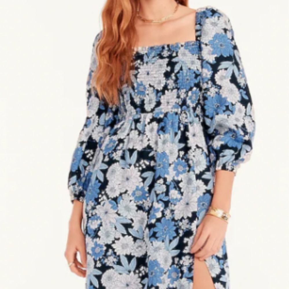 J. Crew Linen Daydream Midi Dress in Zinnia Floral Size M